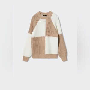 MANGO reverse color block knit sweater size medium